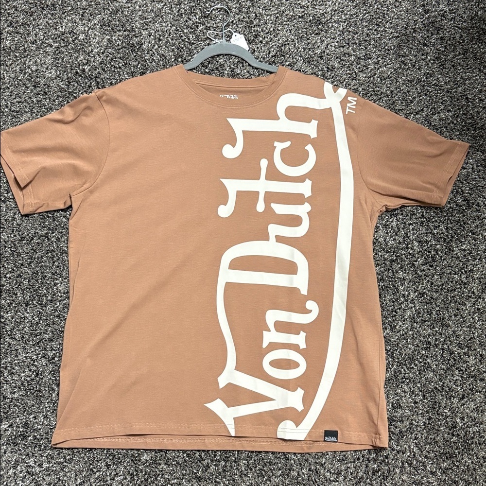 Von Dutch Taupe Logo Tee M